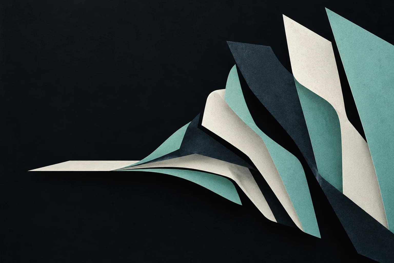 Ivory and jade paper unfolding into a sound crest